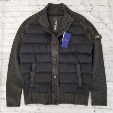 G-Stage 다운 90% 니트 콤비 버튼 업 블루종 자켓