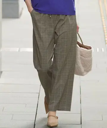 23구 드라이 2WAY 스트레치 체크 와이드 팬츠