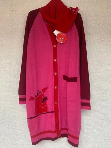 알베로베로 울 100% 핑크 빨간색 가디건