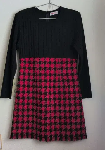 tomatsu 체크 무늬 긴팔 원피스