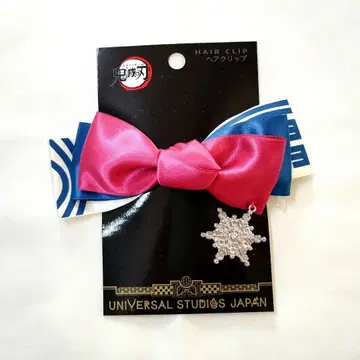 귀멸의 칼날 아카자 USJ 콜라보 리본 헤어 클립 유니버셜 스튜디오