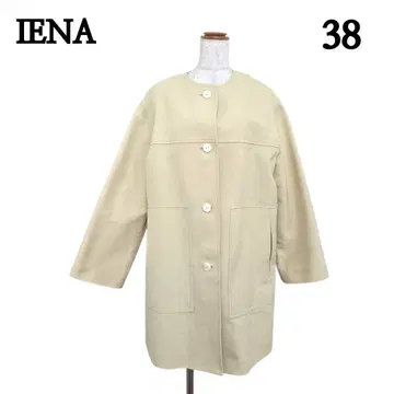 IENA 노카라 코트 사이즈 38 크림 계열 롱 기장 면 100%