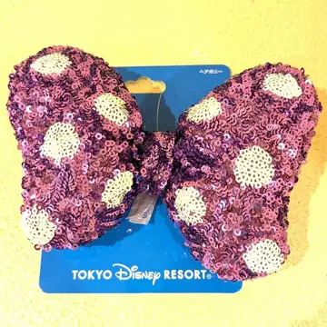 디즈니 스팽글 리본 머리끈 헤어포니 퍼플 보라색