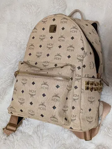 MCM 베이지 가죽 백팩