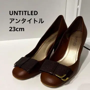 미사용급품 UNTITLED 언타이틀 브라운 힐 펌프스 브라운 금장 장식
