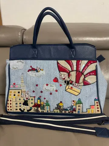 알베로베로 자수 비즈 돼지 핸드백