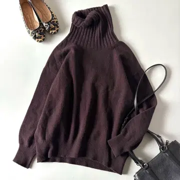 인기 스픽앤스팬 울 캐시미어 터틀넥 풀오버 니트 브라운