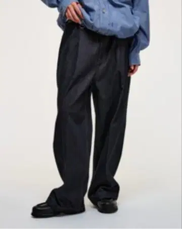 새상품급! WETTEMPT 와이드 팬츠 네이비 L 상당