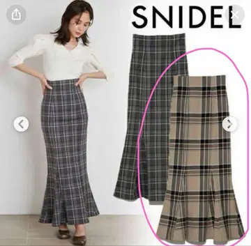 새상품급 스나이델 하이웨스트 타이트 헤 플레어 체크 스커트