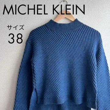 MICHEL KLEIN 니트 스웨터 여성용 하이넥 38 블루