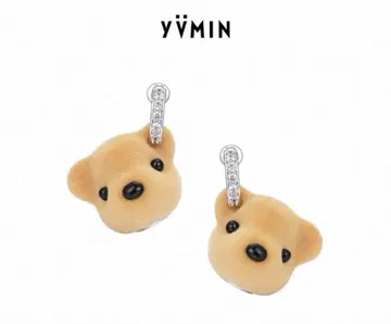 yvmin flocked Bear Head Earring