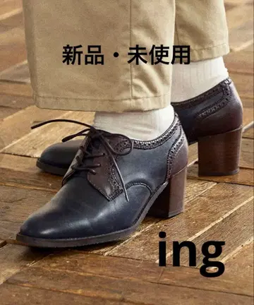 잉그 힐 레이스업 슈즈 (네이비 콤비) 24cm 새상품 미사용품