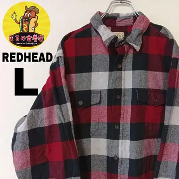 USA 구제 의류 RED HEAD 플란넬 셔츠 L 레드 블랙 체크