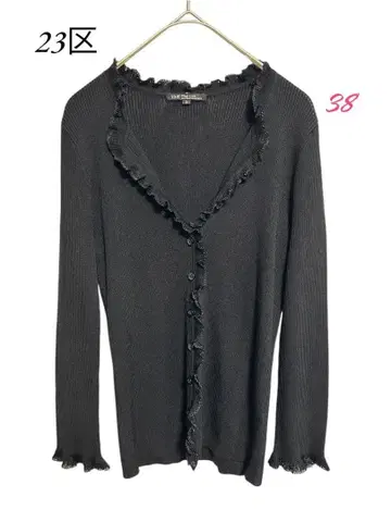 23구 가디건 프릴 달린 상의 겉옷 블랙 38