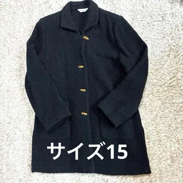 빅 사이즈 여성용 블랙 롱 코트 15AR