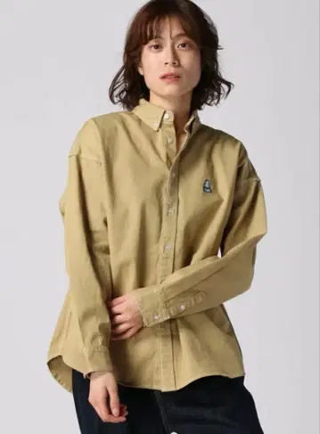 X-girl 자수 브라운 셔츠 블라우스