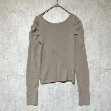 더즐린 백리본 긴팔 리브 니트 파워 숄더 모카 계열 타이트 F