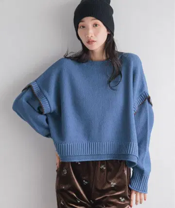 미사용 새상품 로리즈팜 2WAY 스티치 풀오버 LS 니트