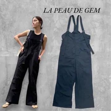 [ 새상품급 ] LA PEAU DE GEM 나일론 오버롤 살로펫 블랙