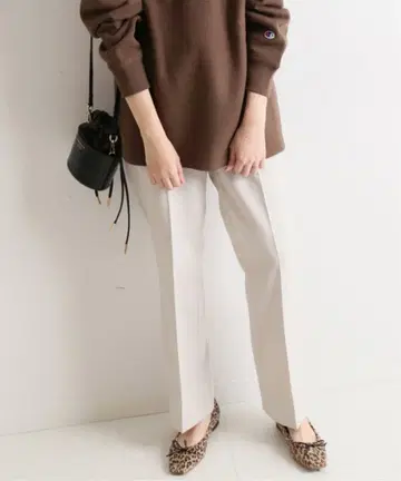 SLOBE IENA 기모 트윌 스트레이트 팬츠 M 내추럴