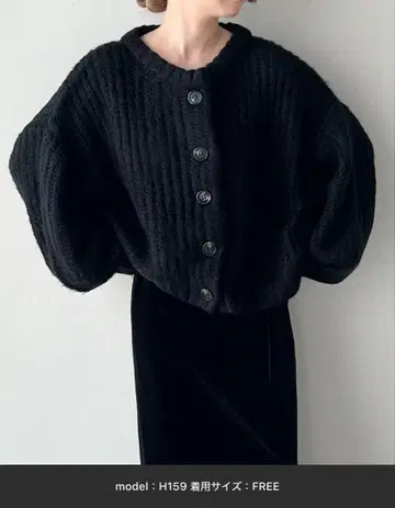 selectMOCAbyson 볼륨 슬리브 오버 가디건 블랙 F