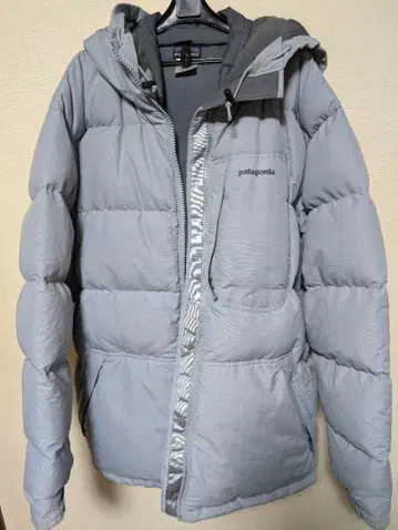 patagonia 후드 부착 다운 자켓 블루 그레이