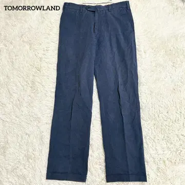[투모로우랜드] 린넨 혼방 스트레이트 팬츠(48) 롤업 사양 블루