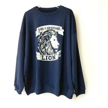 안티카 라이온 프린트 네이비 맨투맨