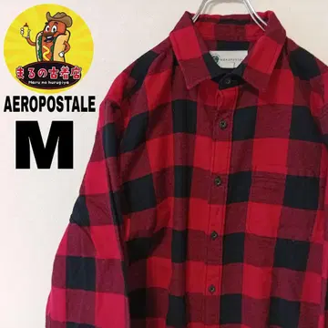 USA 구제 의류 AEROPOSTALE 플란넬 셔츠 M 레드 블랙 체크