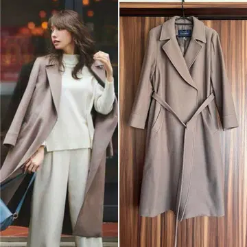 저스길리티 벨티드 롱 코트 모카 브라운 0