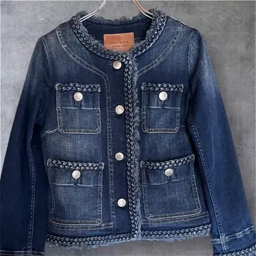 컨디션 최상 Moname 모나 프린지 크루넥 데님 자켓 M