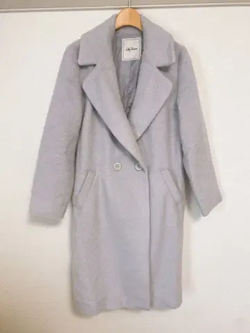 Lily Brown 아이스 블루 그레이 샤기 코트