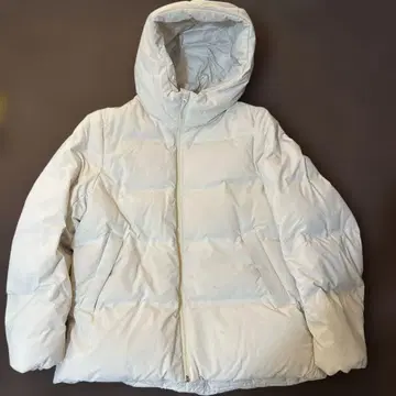 유니클로 화이트 다운 자켓 후드 부착 L