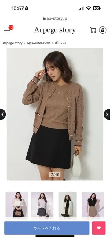 백지퍼 형태 미니 스커트