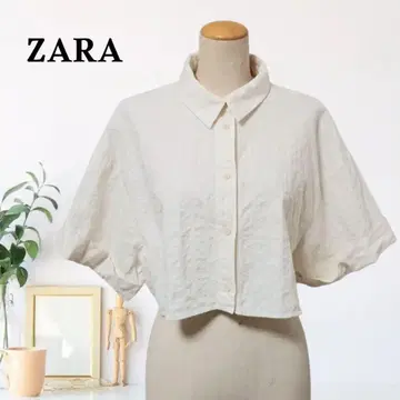 zB848 [ M ] ZARA 라운드 헴 요크 셔츠/블라우스 크롭 기장