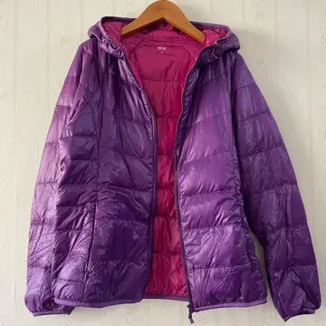 UNIQLO 후드 부착 퍼플 다운 자켓 M