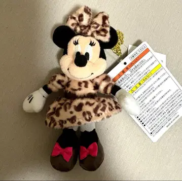 미니 마우스 레오파드 무늬 봉제 인형 참 브라운