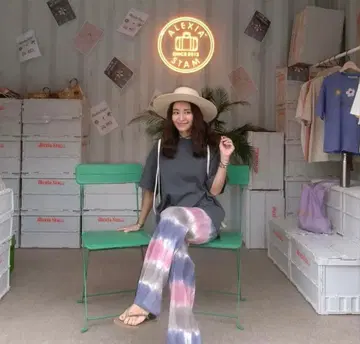 미사용 새상품*ALEXIA STAM*타이다이 플레어 팬츠*핑크*