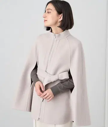 ANAYI [택 포함 새상품] 허리 벨트 라이트 그레이 케이프 코트