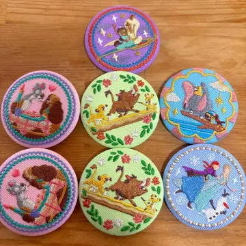 디즈니 Disney 자수 캔뱃지 안나 덤보 알라딘 외 세트