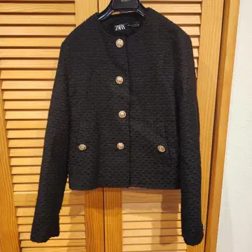ZARA 자라 트위드 자켓 노카라 블랙 XS