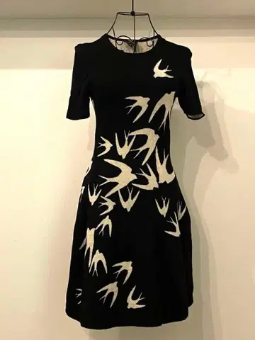 Alexander McQueen 반팔 무릎 기장 원피스