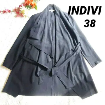 INDIVI 인디비 블랙 울 롱 자켓 가디건 코트