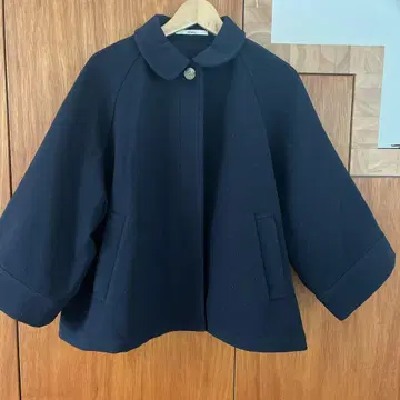 NIMES 네이비 판초 케이프 코트