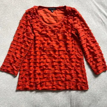 빈티지 프릴 티셔츠 오렌지 주홍색