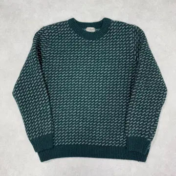 구제 의류 엘엘빈 노르웨이산 바즈 아이 니트 스웨터 그린 녹색 1
