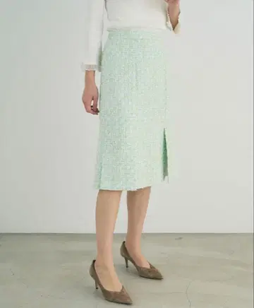 ANAYI 아나이 미사용 새상품 스팽글 트위드 밴드 포함 스커트