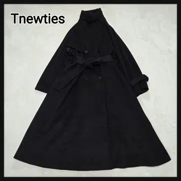 Tnewties 중요 미션 스탠드 칼라 롱 코트 벨트 포함
