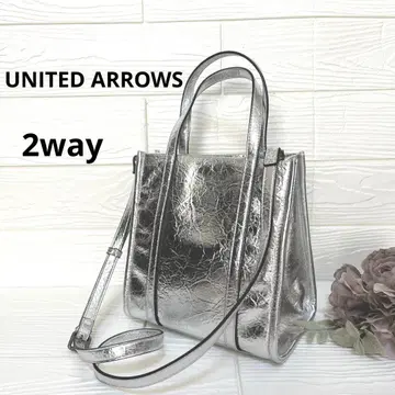 [ 미사용급 ] UNITED ARROWS 2way 메탈릭 스퀘어 토트백