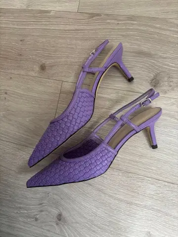 [ 새상품 ] 퍼플 뜨개질 슬링백 뮬